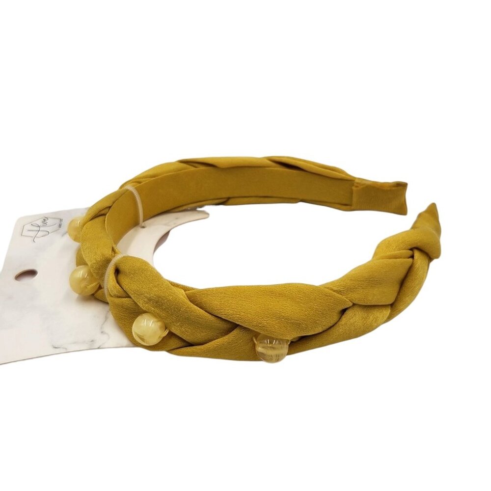 Hive and Co. Headbands Braid Silky Old Gold Texture Knotted Twist Mustard Yellow - Picture 5 of 7